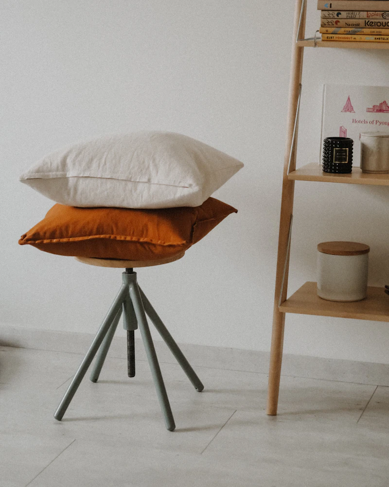 Coussin en lin lavé, garnissage plume